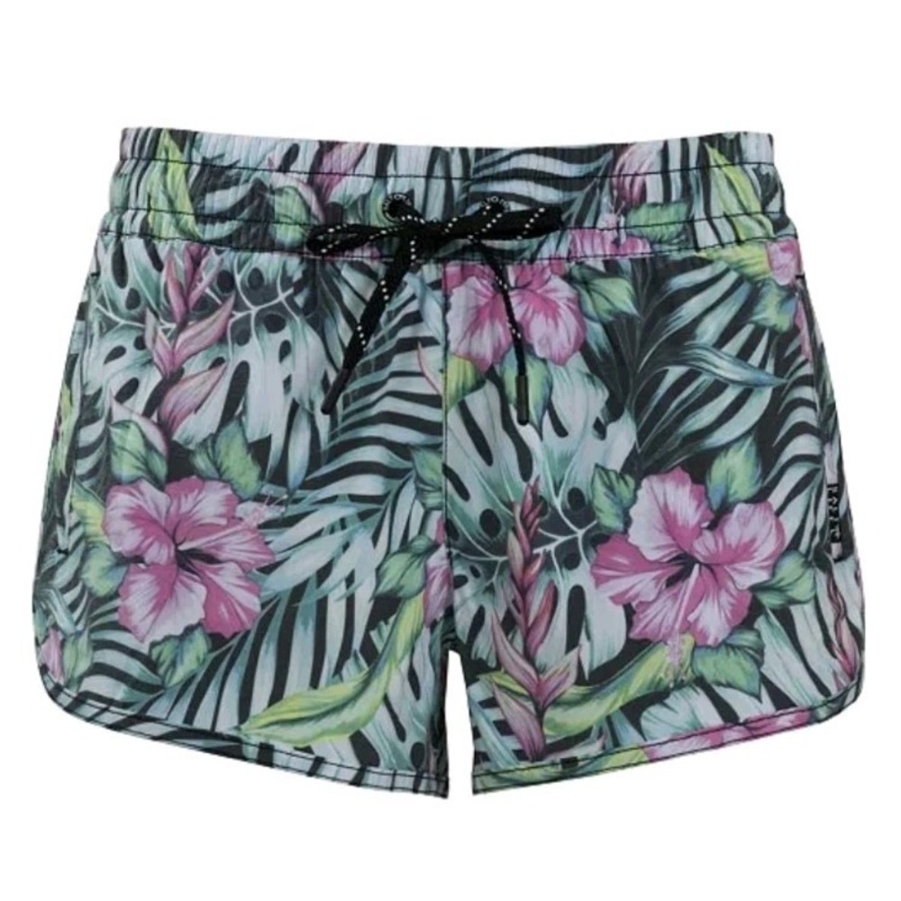 Salt Life Athletic Swim Shorts Women's Sz S Hawaiian Floral Beach Drawstring